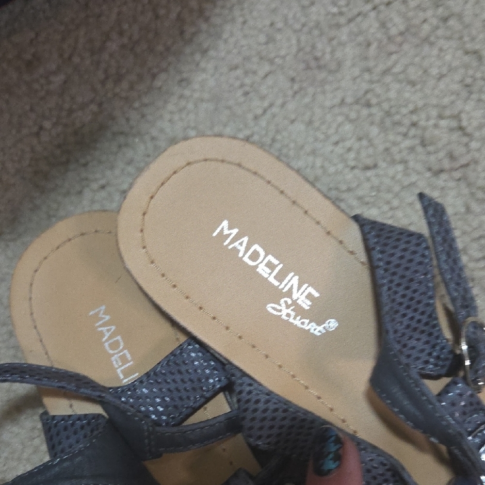 Madeline Stuart Charcoal Sandals with Crystal Embellishments - Picture 2 of 4